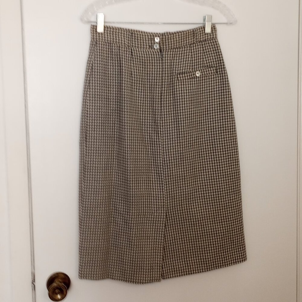 Liz Claiborne Grey & White Check Tweed Wool Vintage Career Skirt - Picture 5 of 9